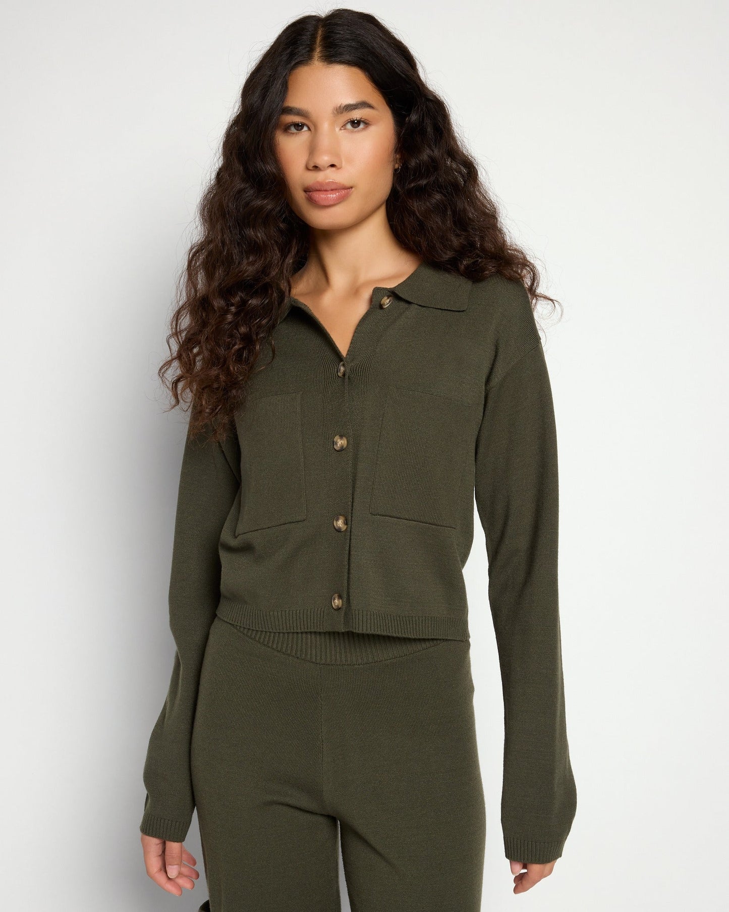 Cropped Sweater Knit Shacket