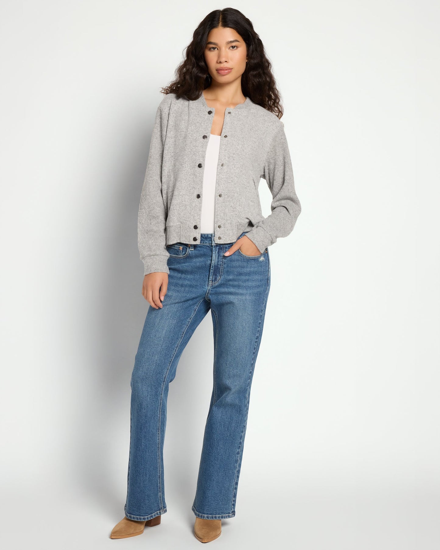 Brushed Knit Bomber Jacket