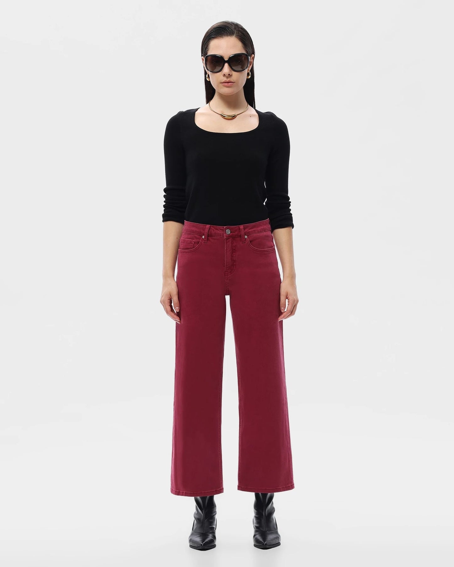 Mid Rise Straight Leg Jeans
