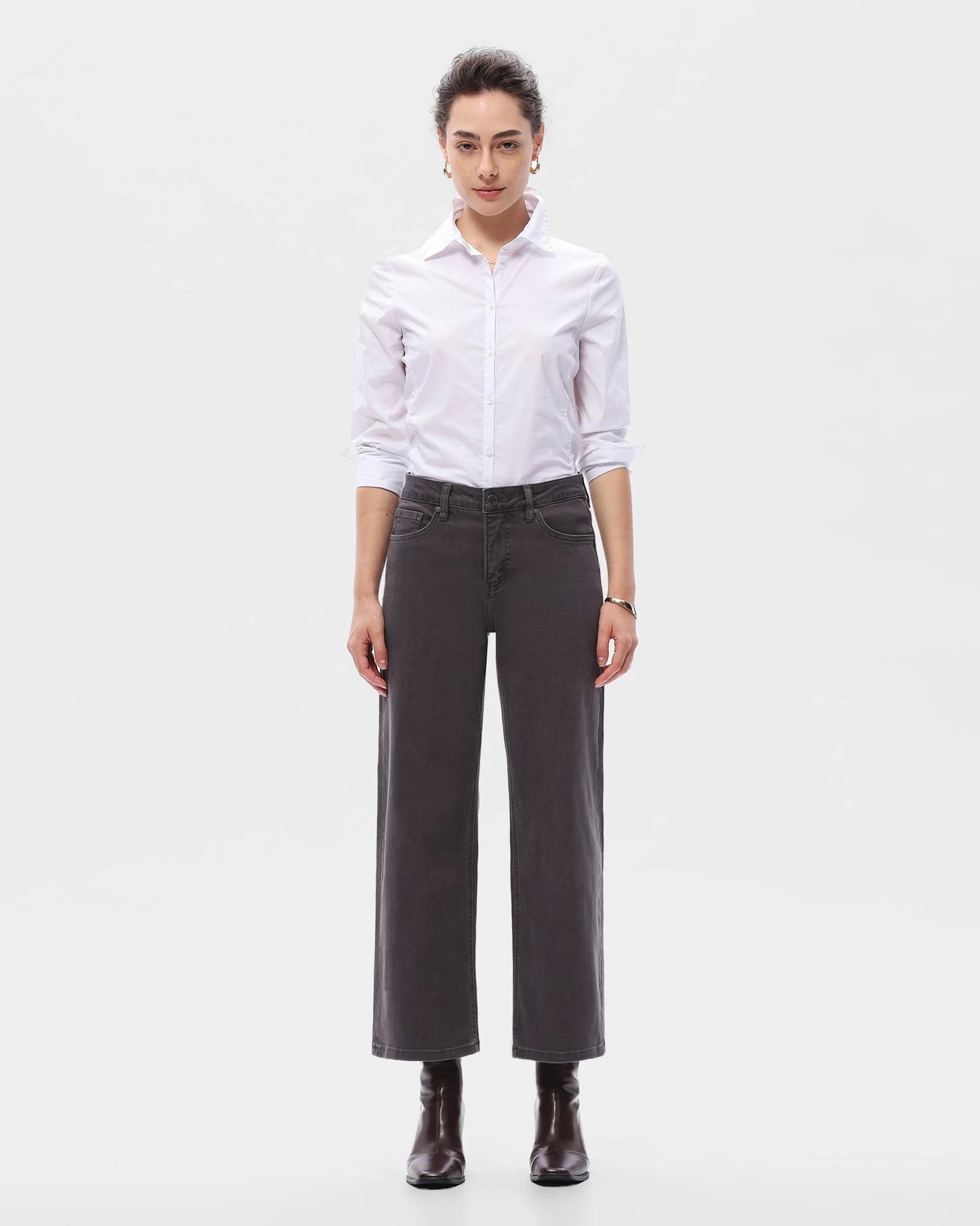 Mid Rise Straight Leg Jeans
