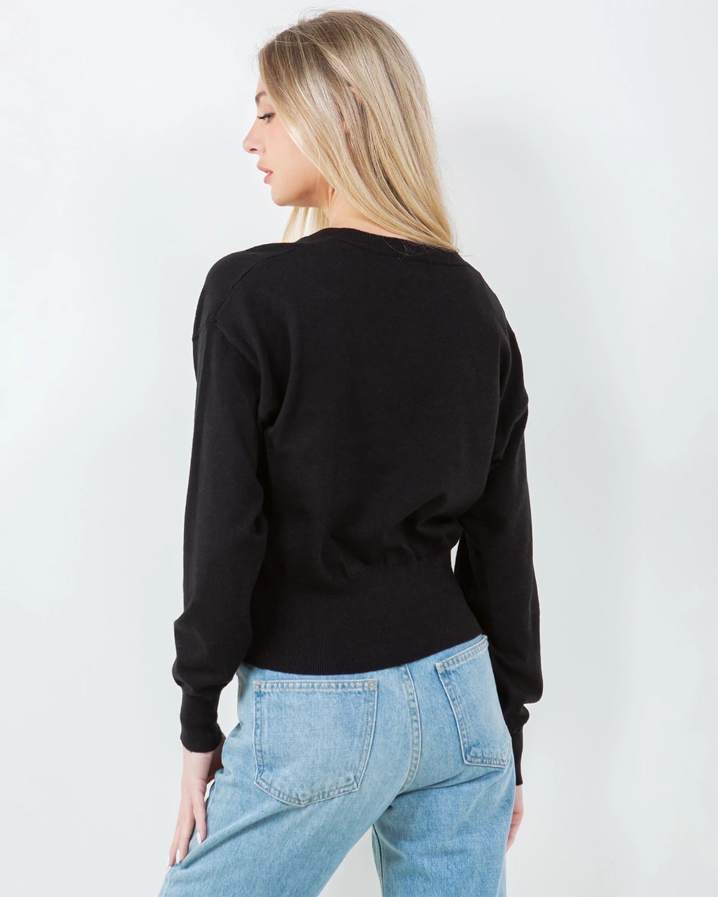Basic V-Neck Long Sleeve Pullover