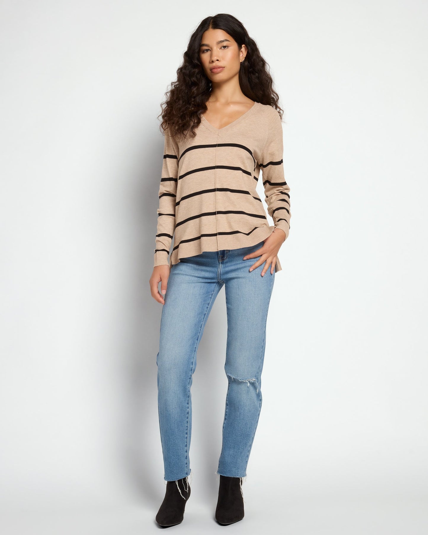 V-Neck Exposed Seam Sweater