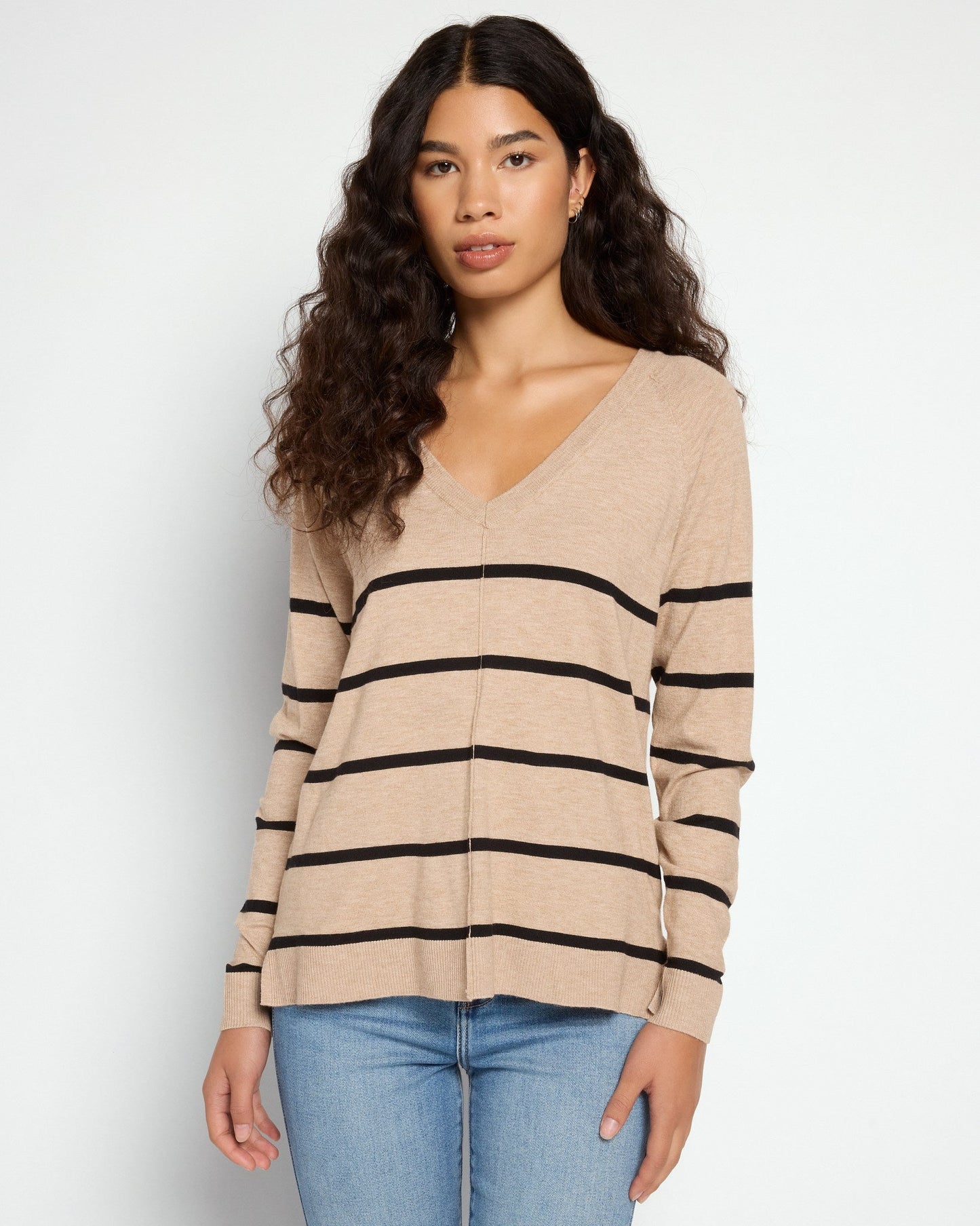 V-Neck Exposed Seam Sweater
