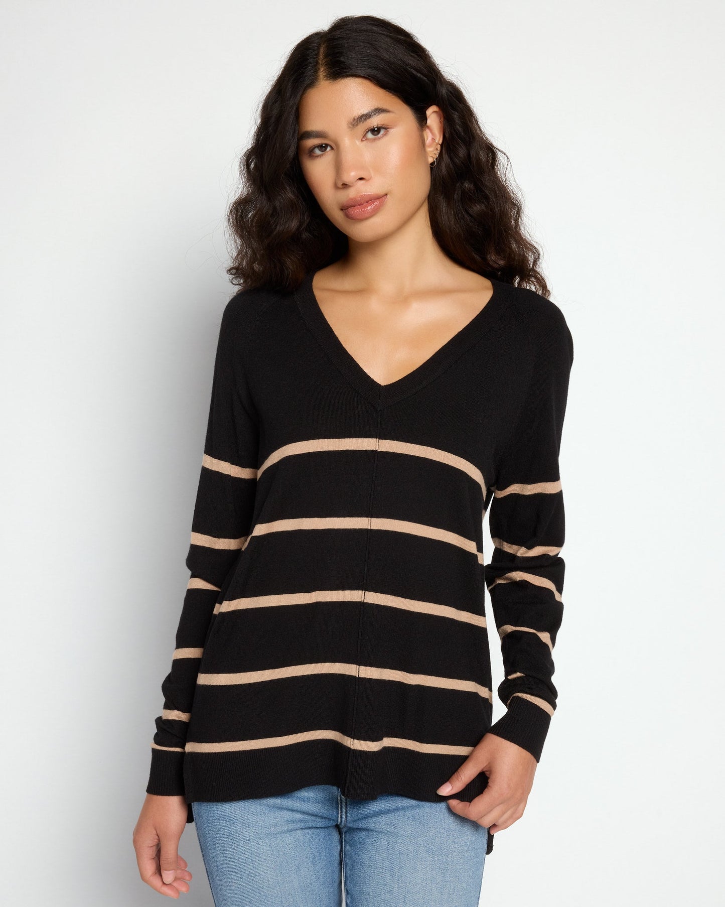 V-Neck Exposed Seam Sweater