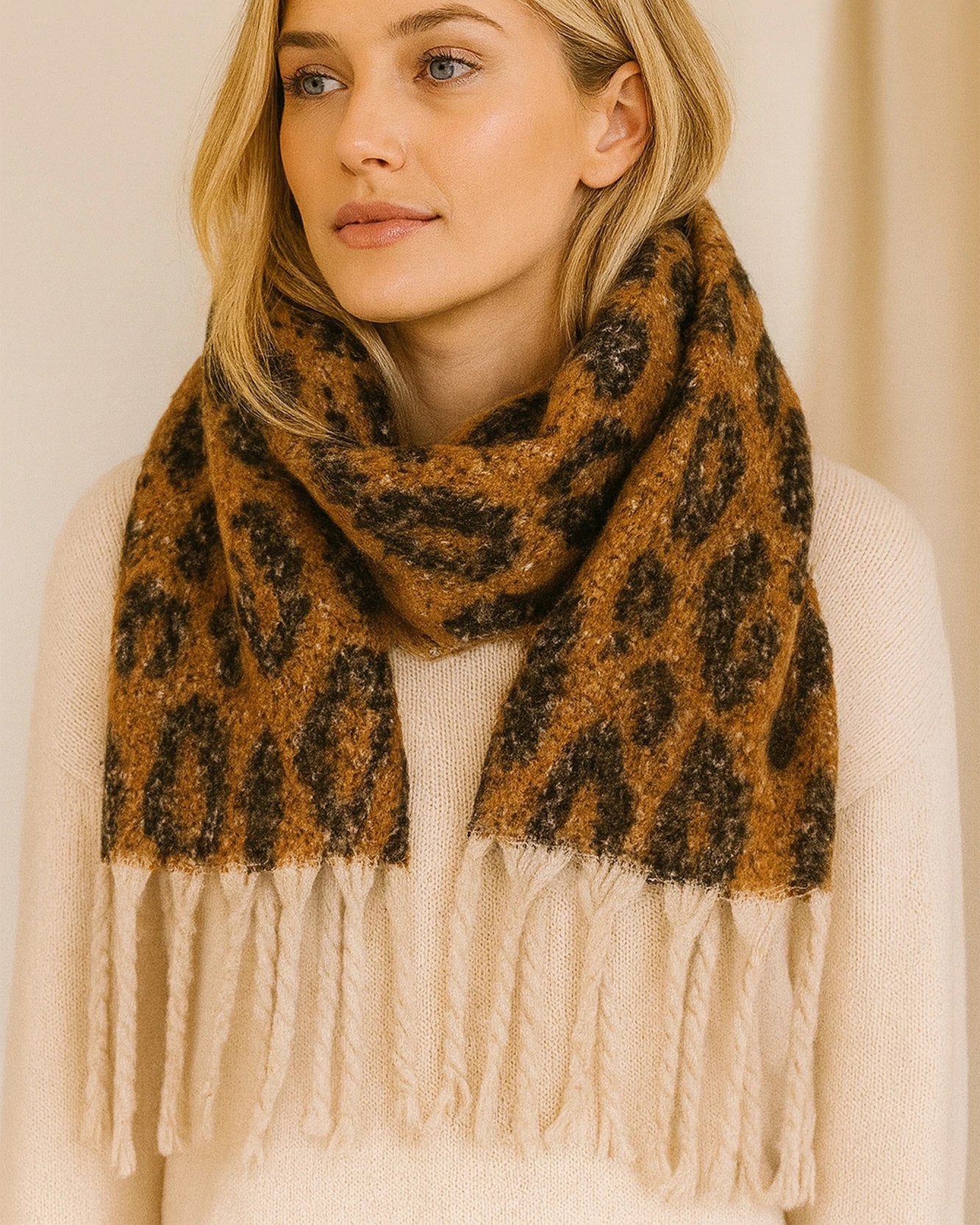 Chunky Leopard Print Scarf