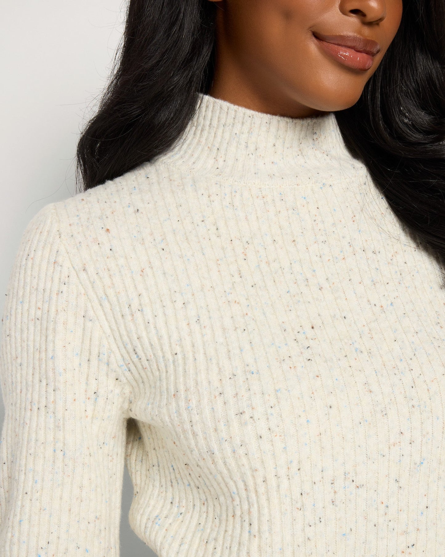 Speckled Short Sleeve Cable Sweater