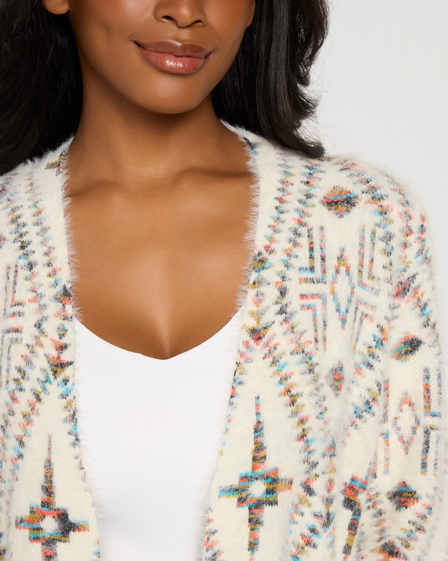 Eyelash Open Front Cardigan