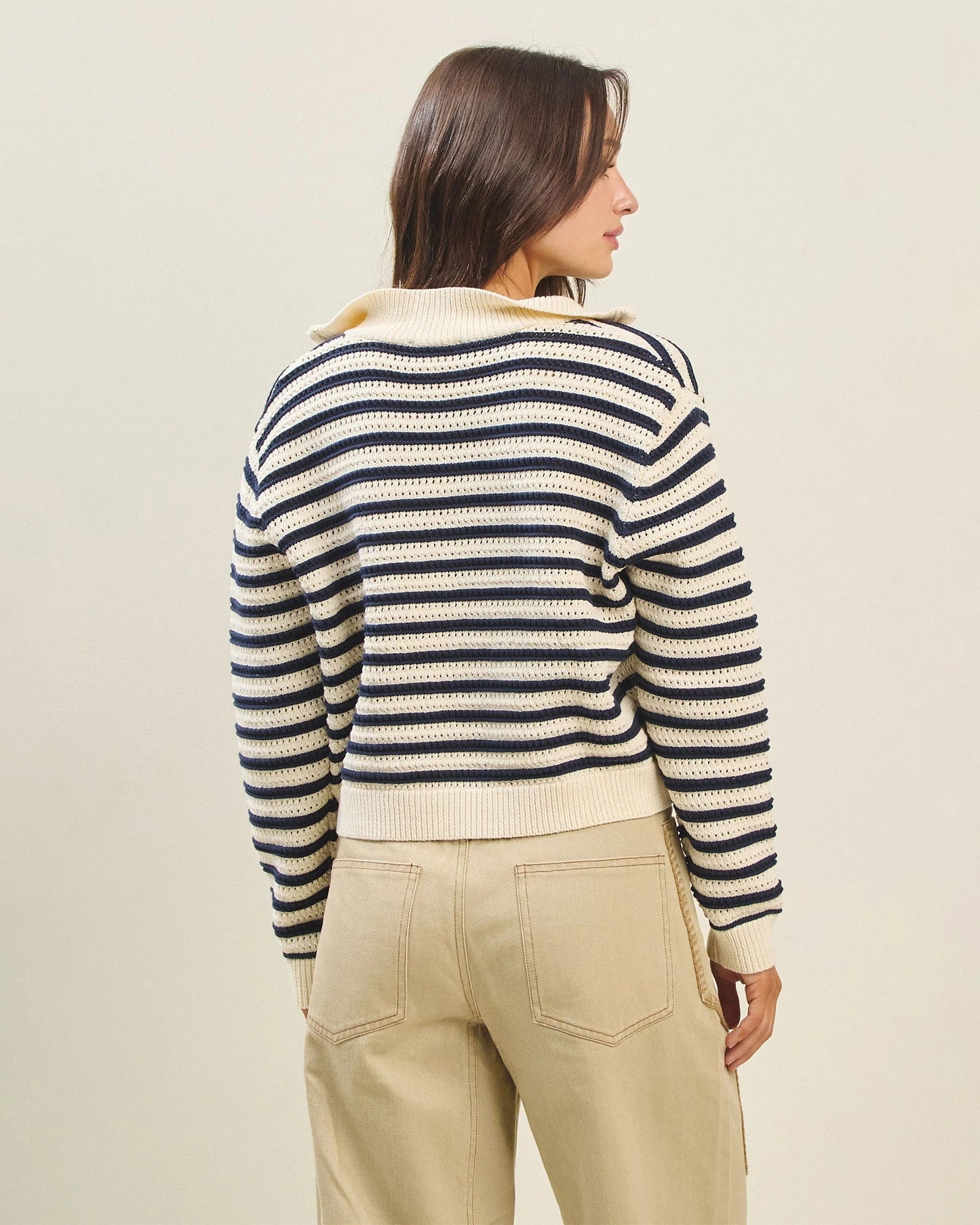 Stripe Quarter Zip Pullover