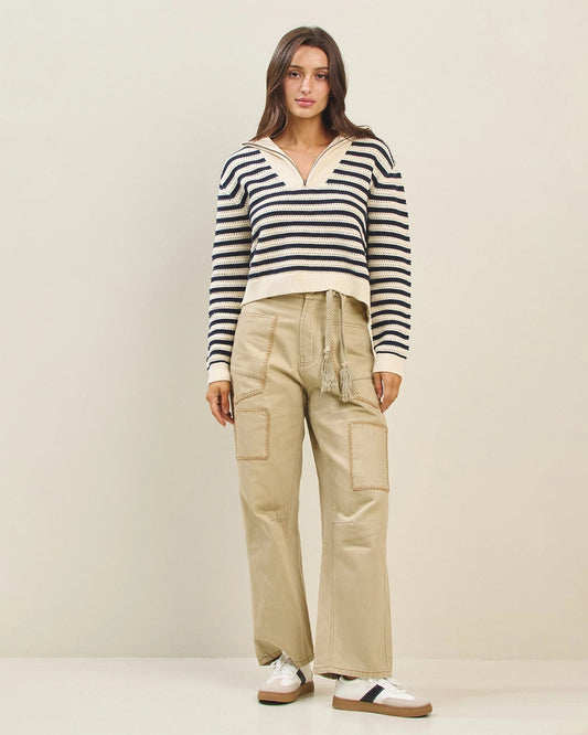 Stripe Quarter Zip Pullover
