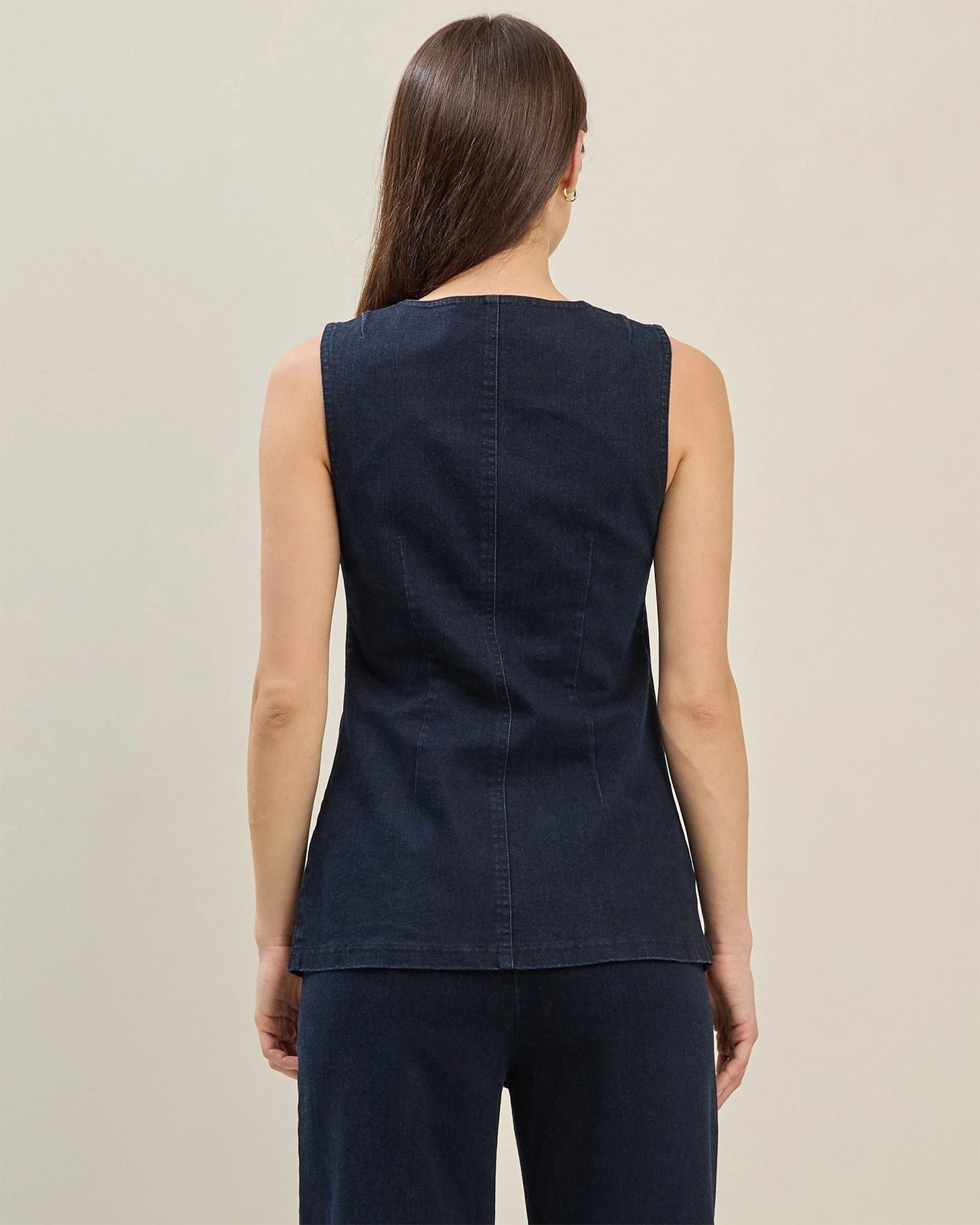 Split Hem Denim Vest