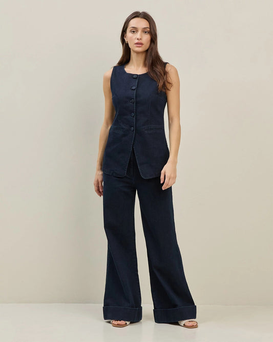 Split Hem Denim Vest