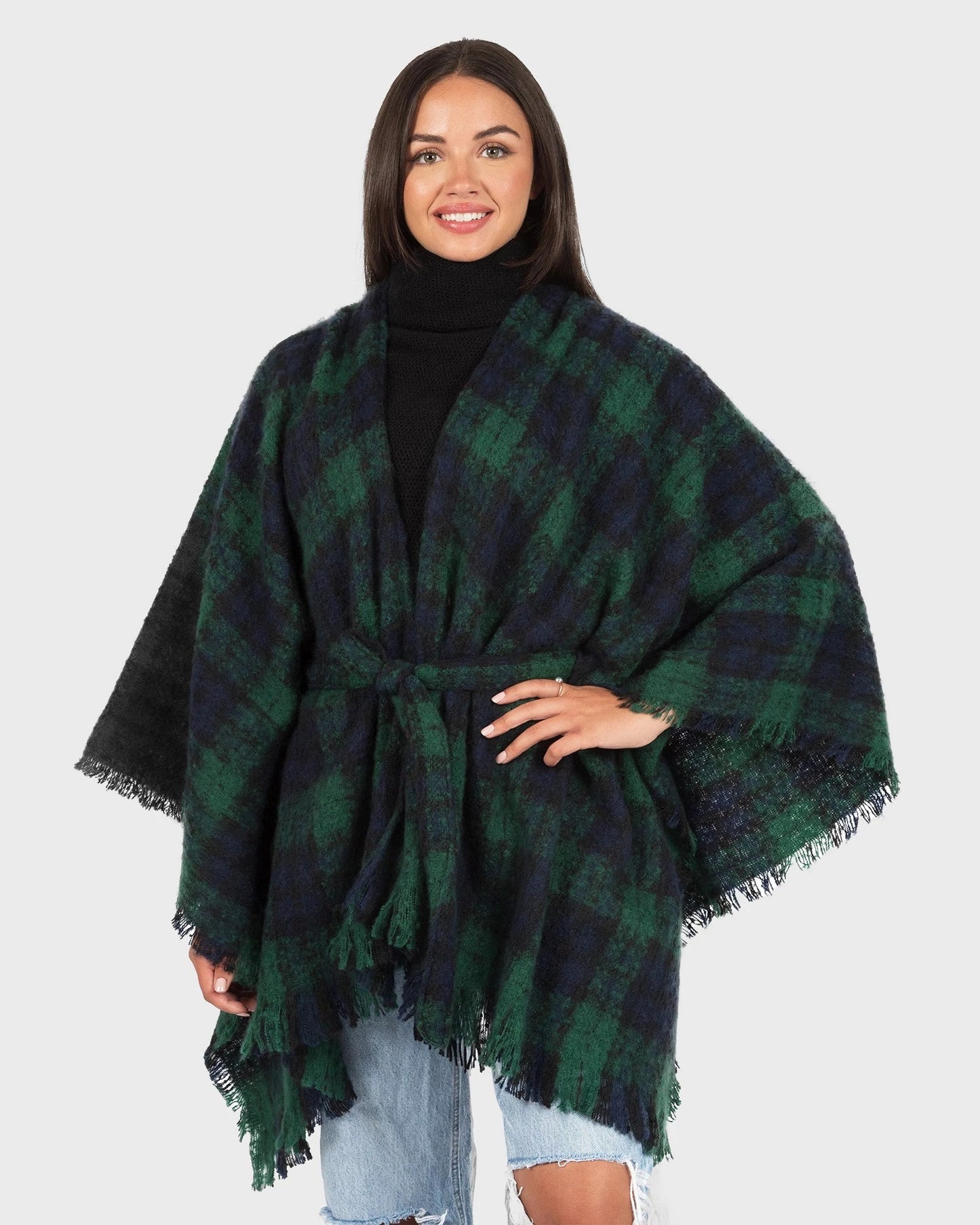 Plaid Belted Wrap