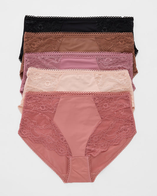 Micro and Lace Full Brief 5 Pack