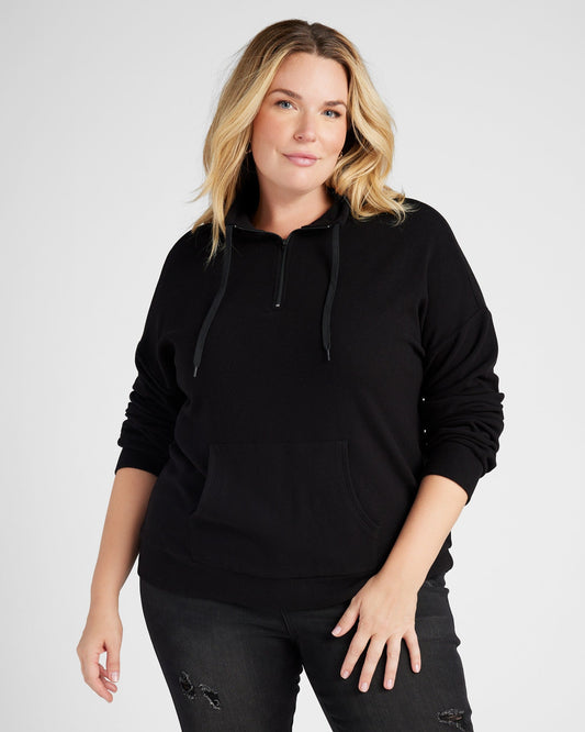 Plus Size Long Sleeve Half Zip Plush Pullover