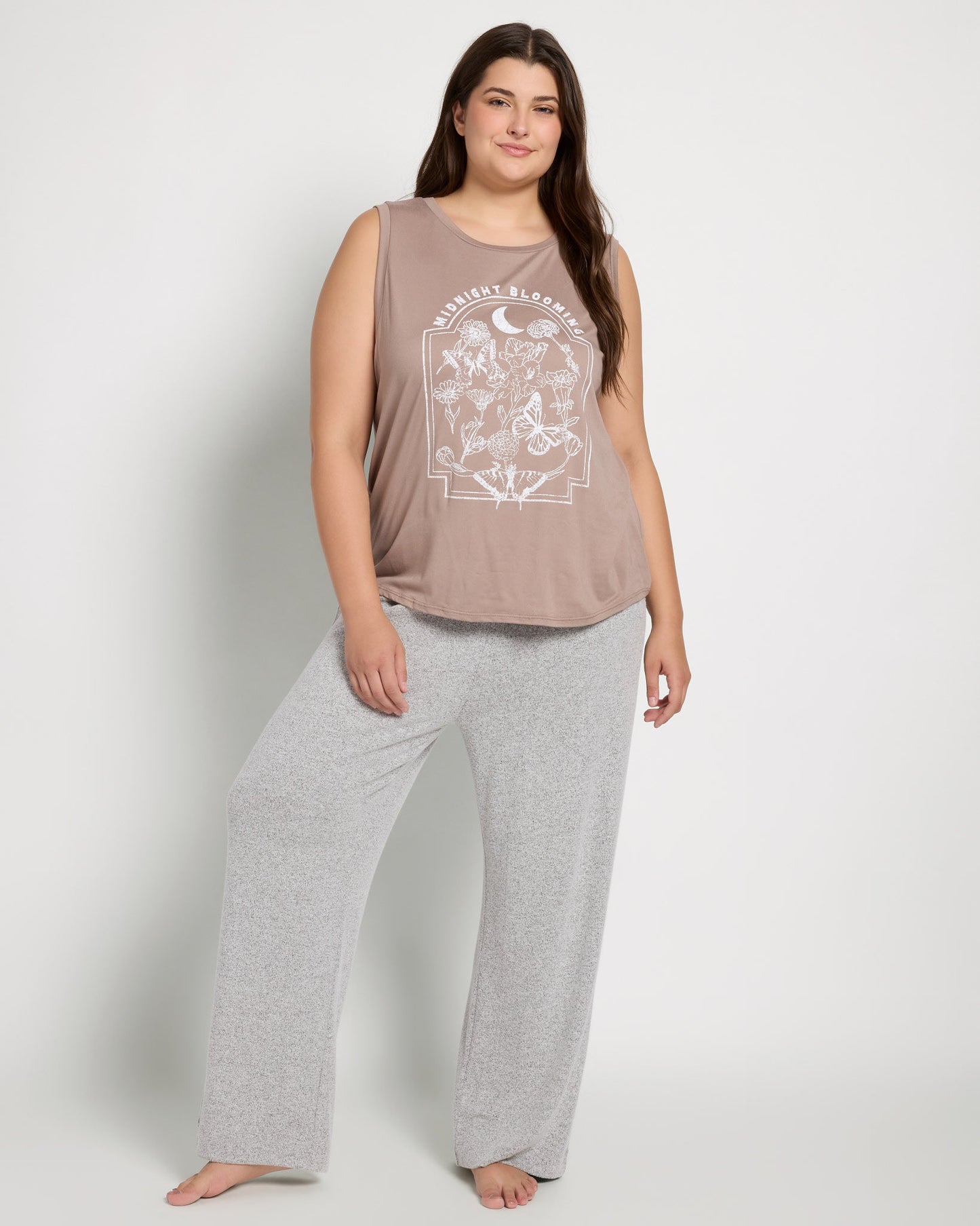 Plus Size Midnight Blooming Graphic Tank