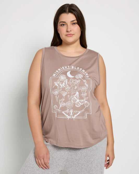 Plus Size Midnight Blooming Graphic Tank