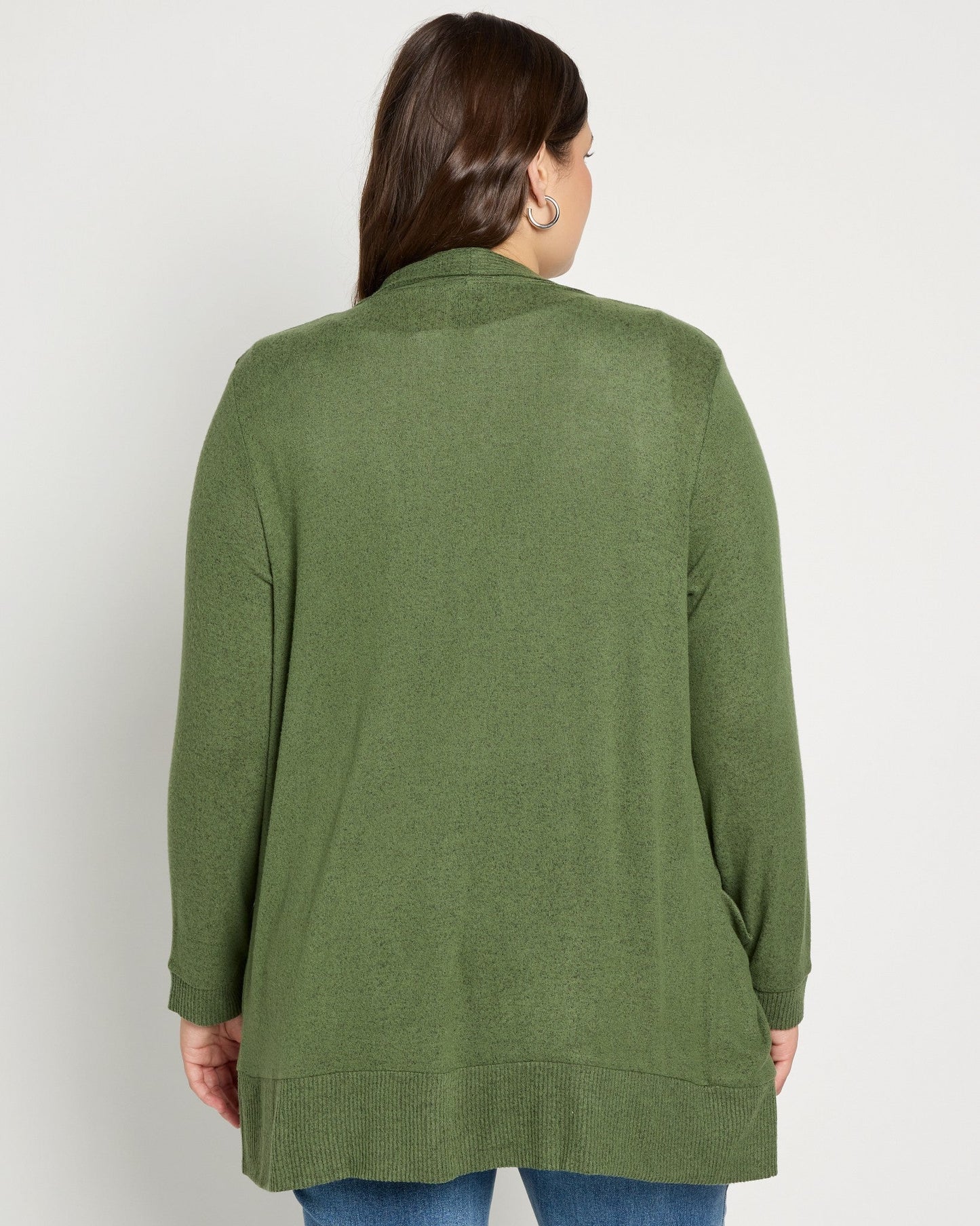 Plus Size Ribbed Trim Cardigan