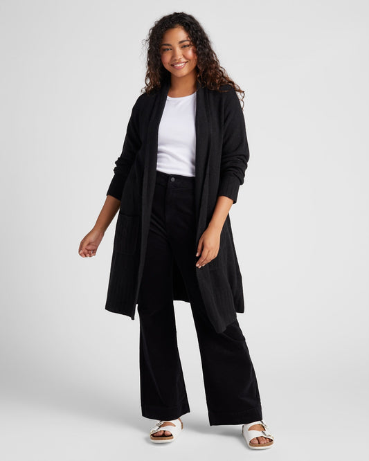 Plus Size Long Sleeve Open Front Cardigan