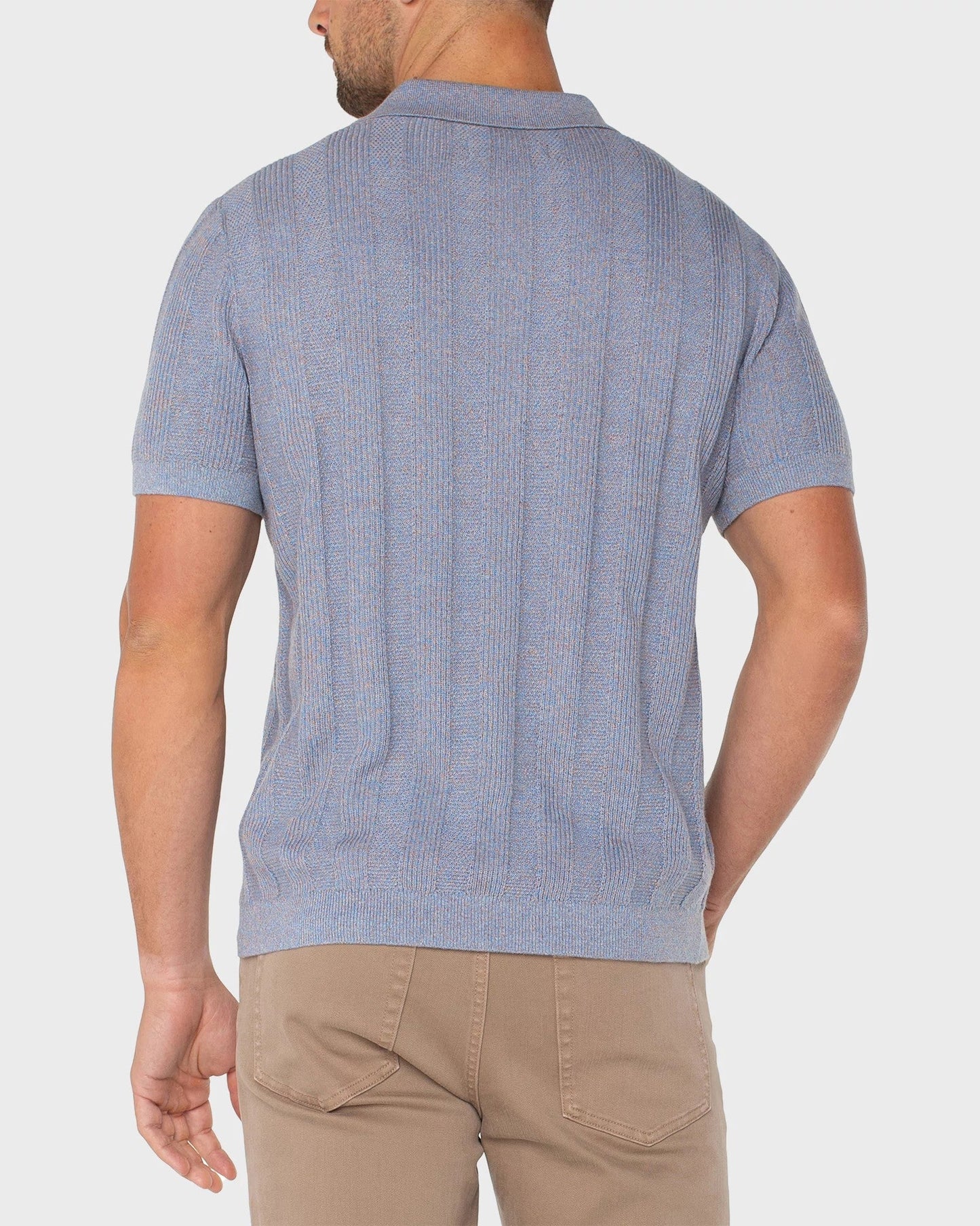 Short Sleeve Johnny Collar Sweater Knit