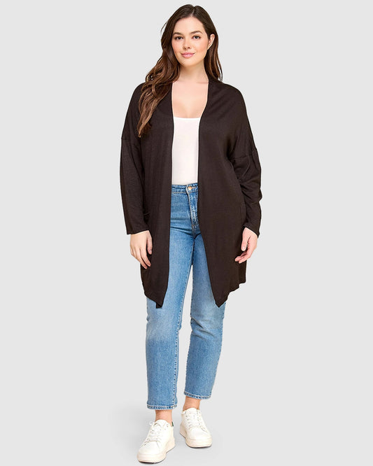 Plus Size Long Sleeve Pocket Cardigan