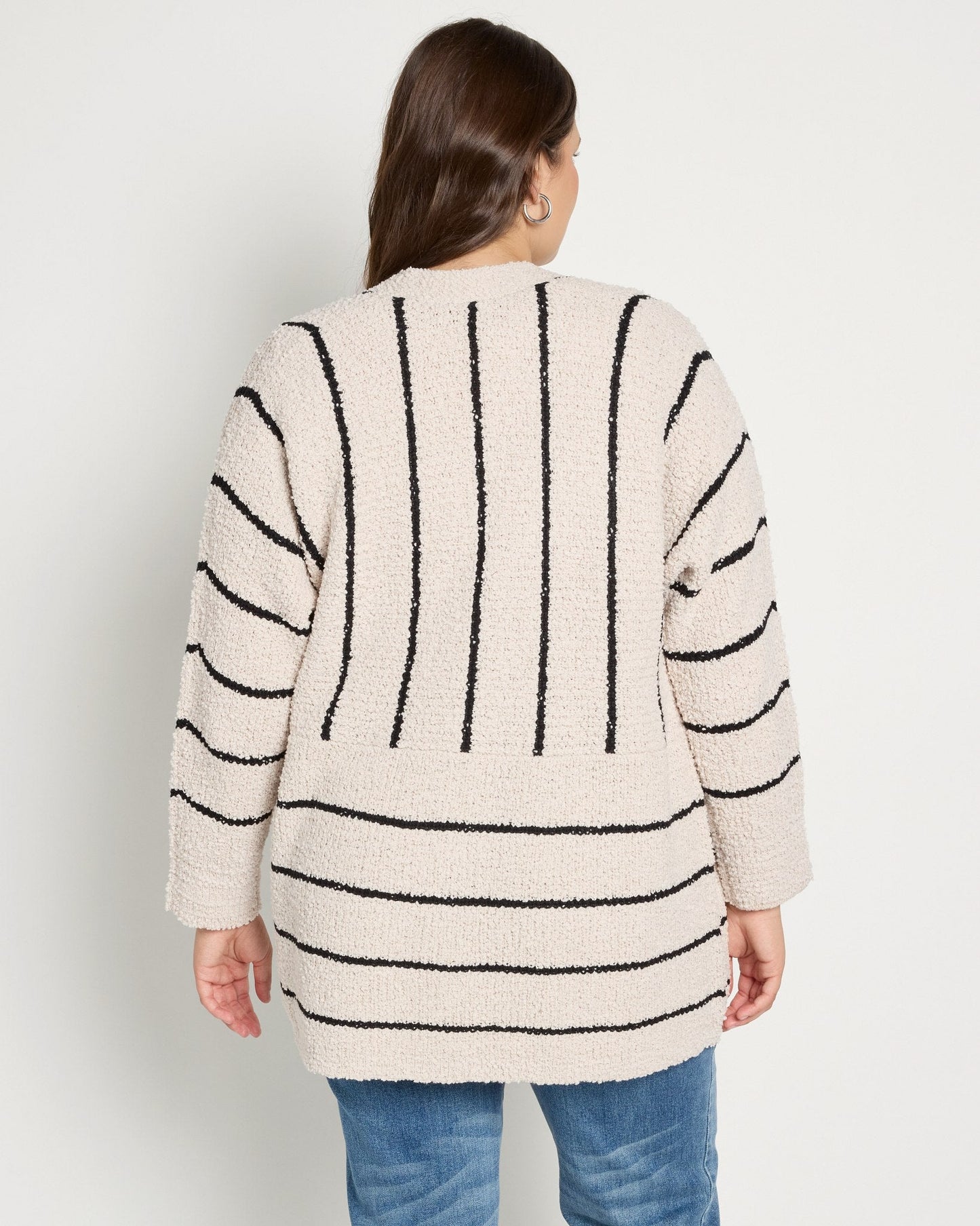 Plus Size Eyelash Cardigan Chenille Base