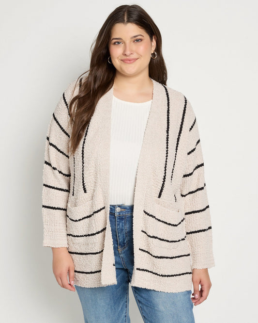 Plus Size Eyelash Cardigan Chenille Base