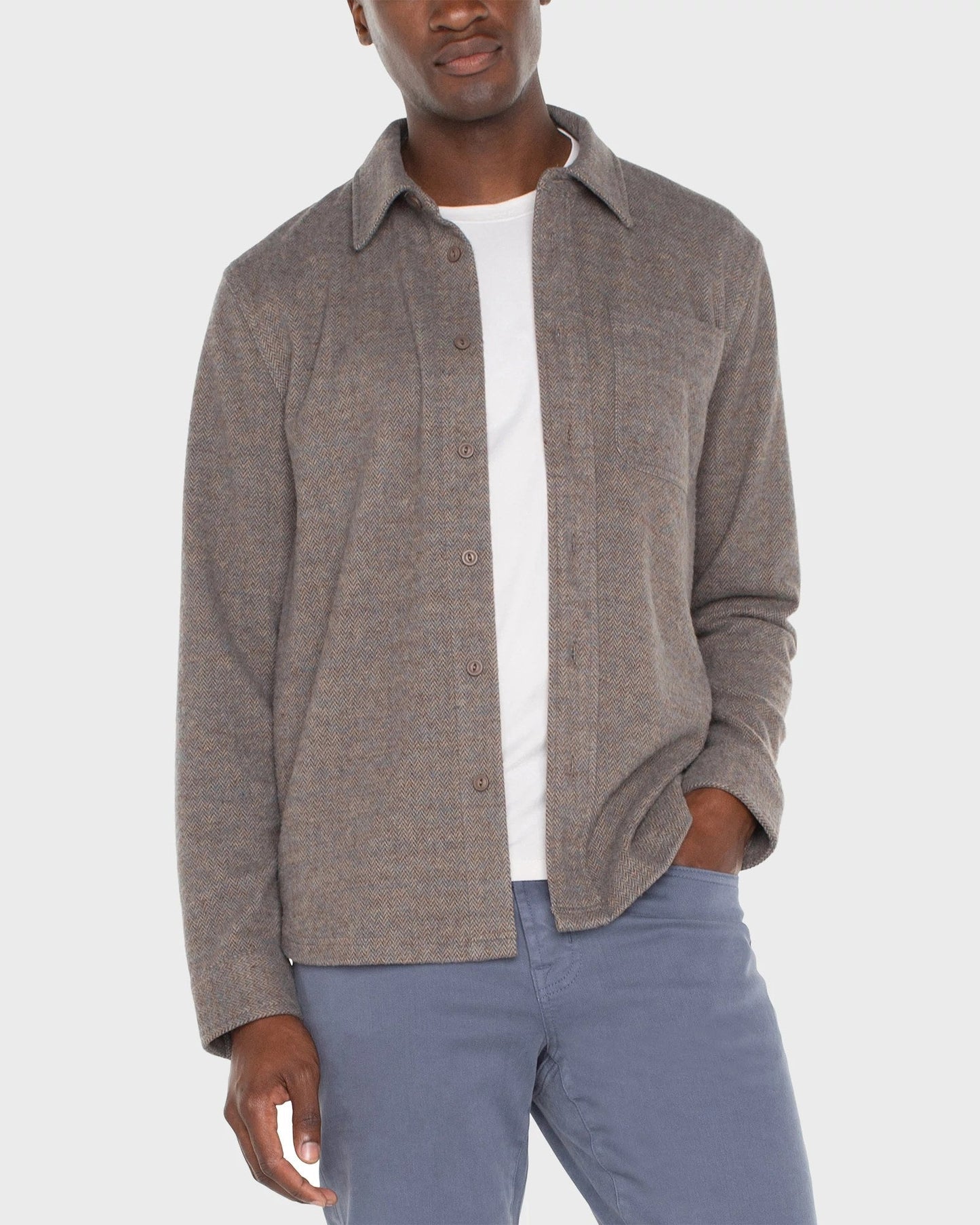 Knit Long Sleeve Button Up Shirt