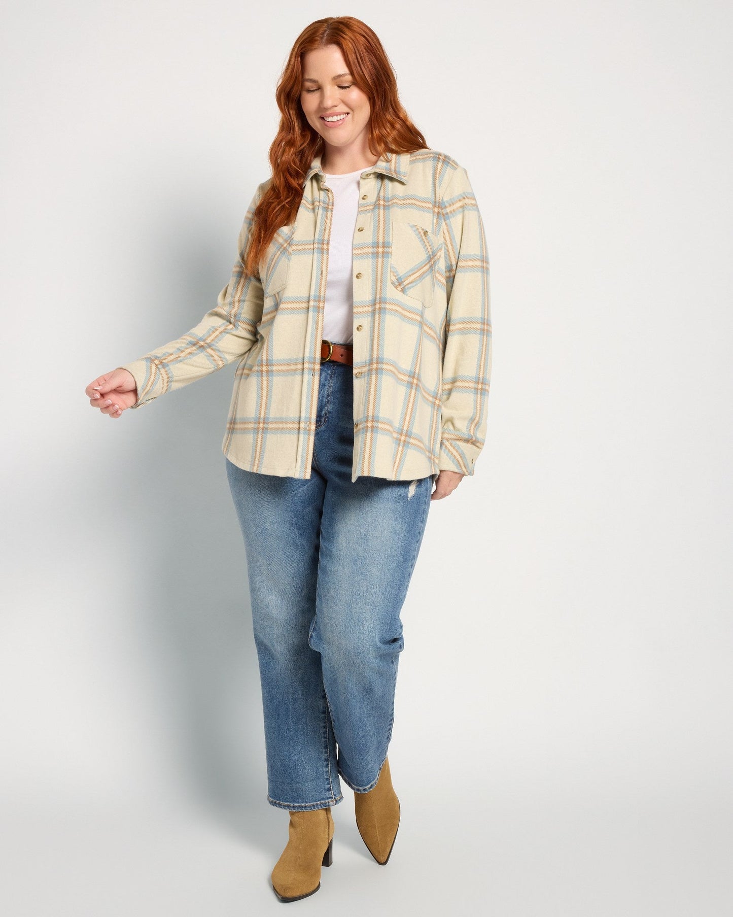 Plus Size Sunset Plaid Knit Top