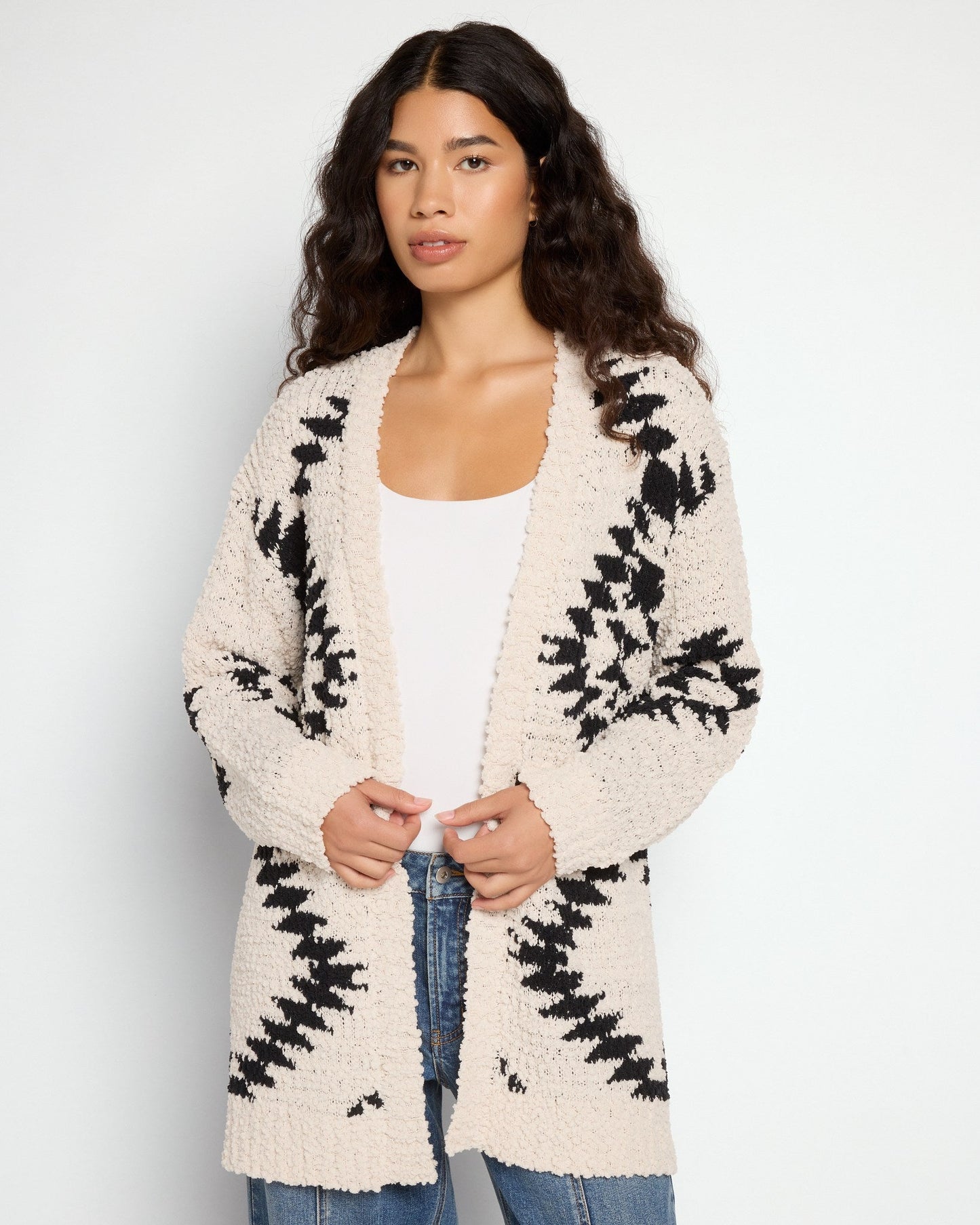 Oversized Printed Cardigan