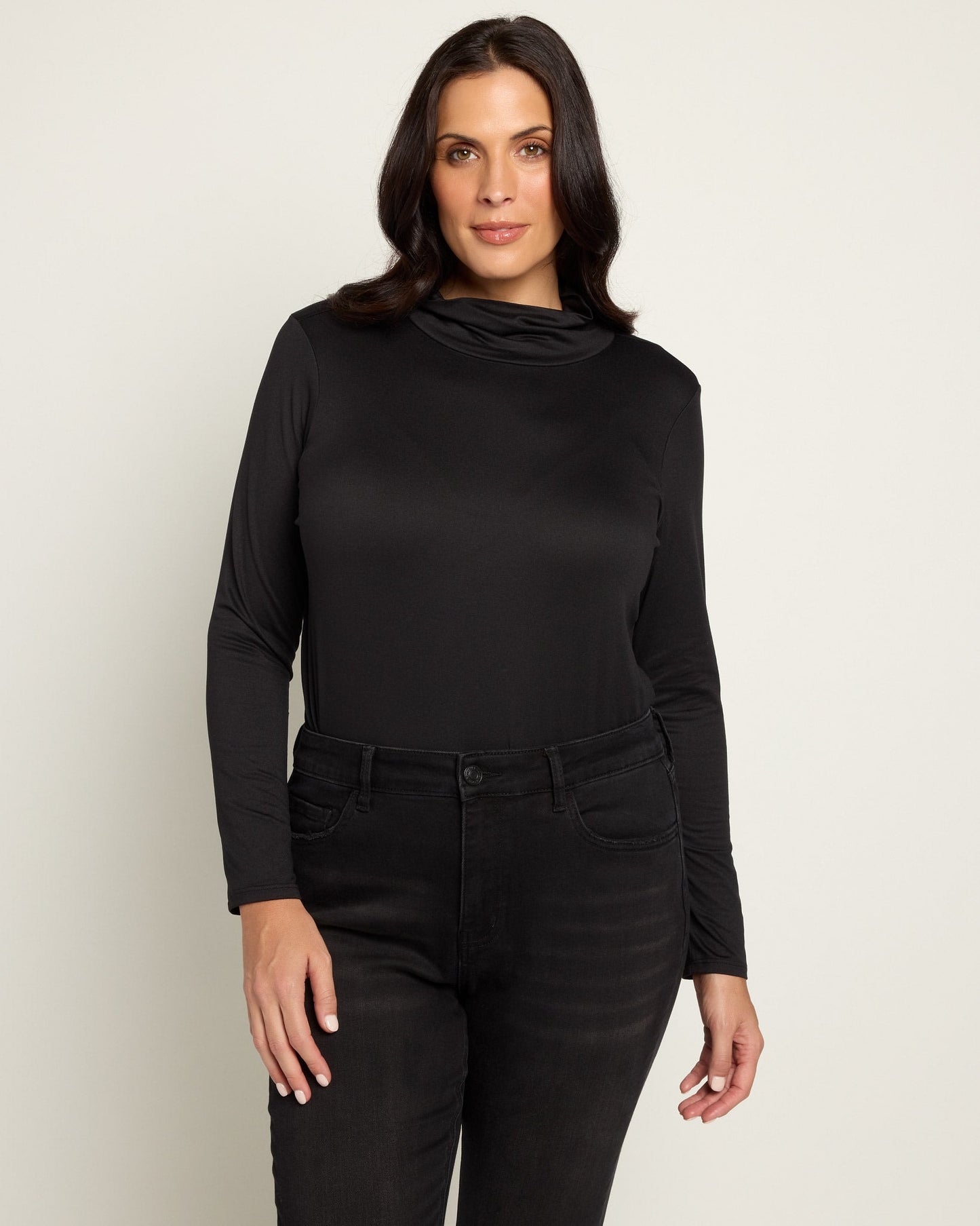 Plus Size Long Sleeve Butterknit Mock Neck Top
