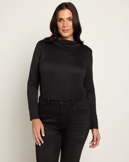 Plus Size Long Sleeve Butterknit Mock Neck Top