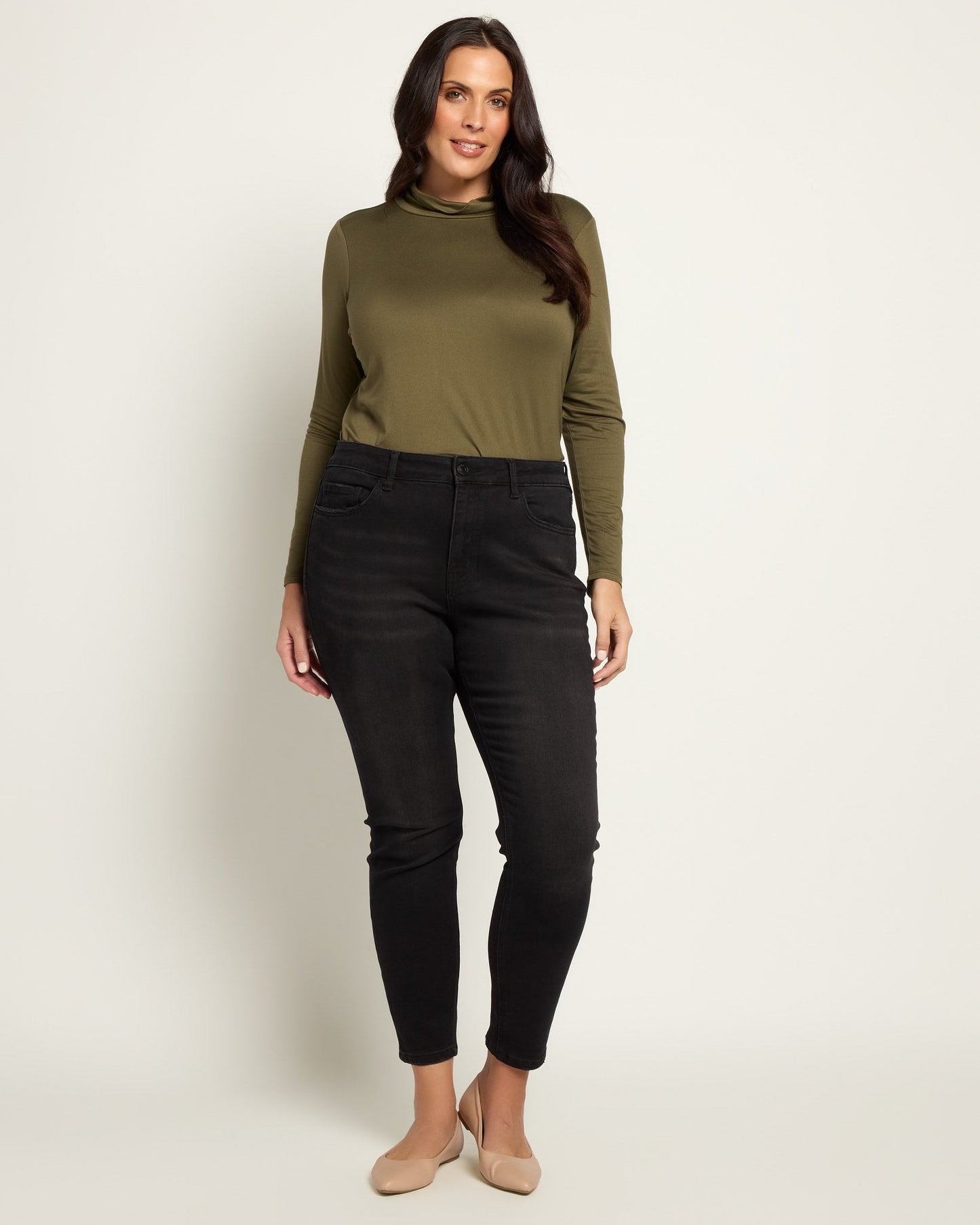 Plus Size Long Sleeve Butterknit Mock Neck Top
