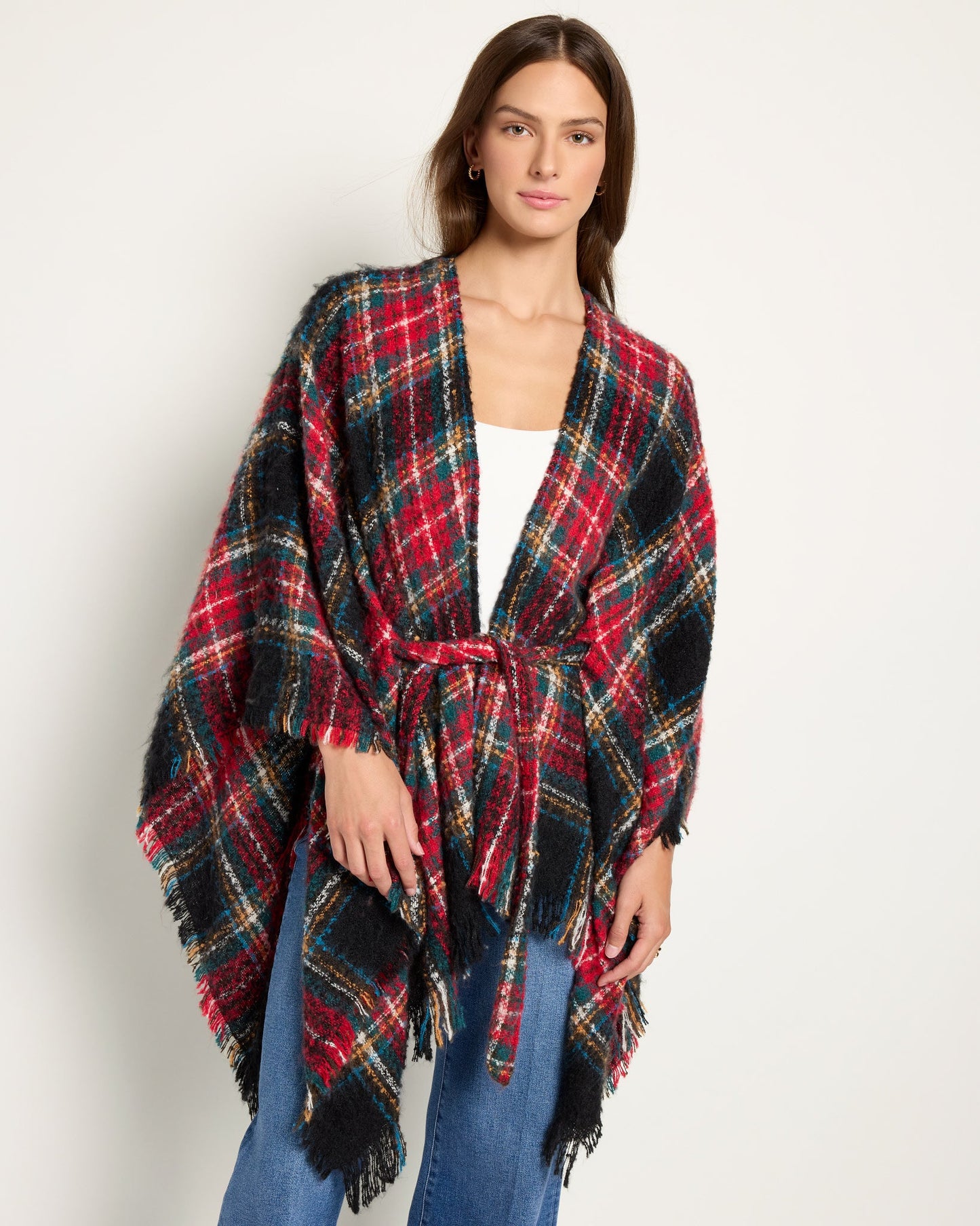 Plaid Belted Wrap