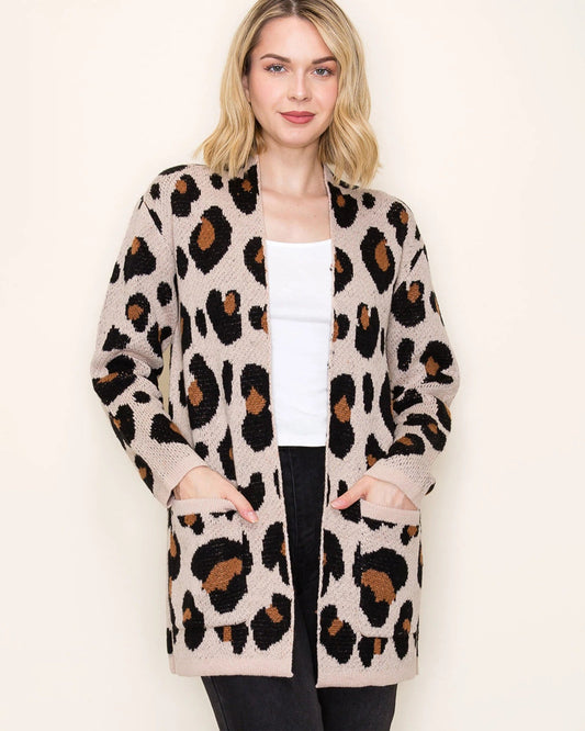Open Front Leopard Cardigan