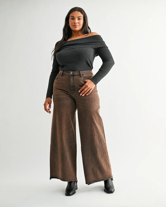Plus Size High Rise Wide Leg with Vintage Wash