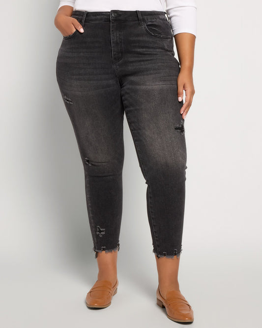 Plus Size Raw Hem Skinny