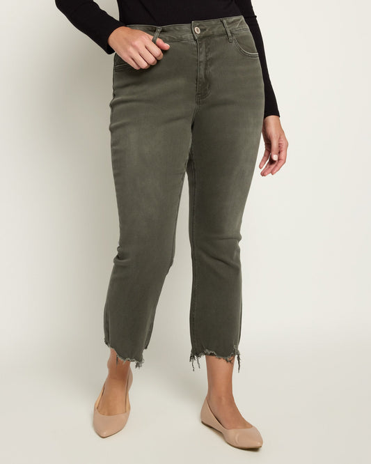 Plus Size High Rise Distressed Hem Flare