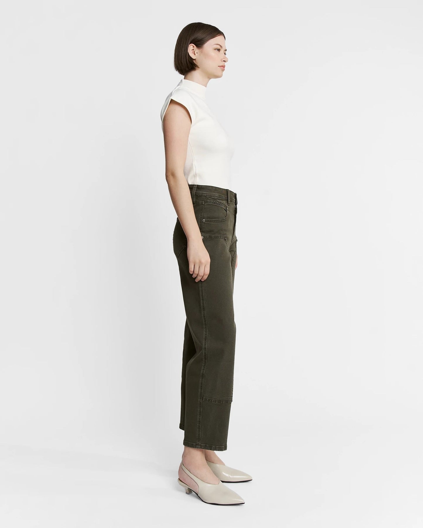 High Rise Straight Barrel Leg Jean