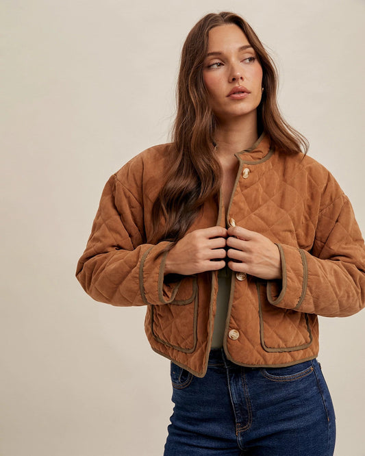 Quilted Jacket With Contrast Binding