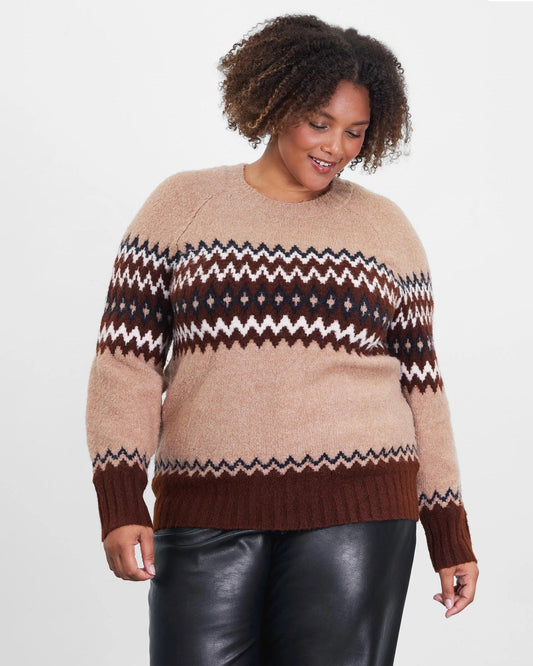 Plus Size Fair Isle Crew Neck Sweater
