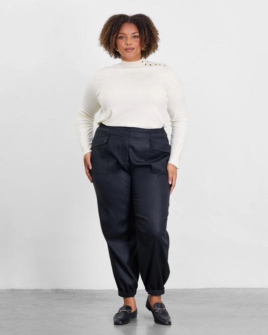 Plus Size Cargo Joggers with Button Pockets
