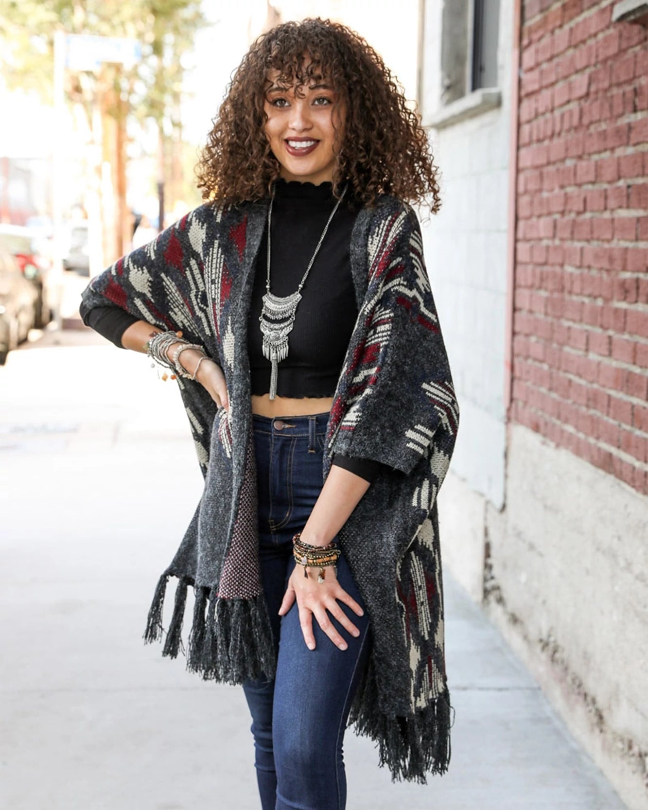 Cozy Knit Patterned Ruana