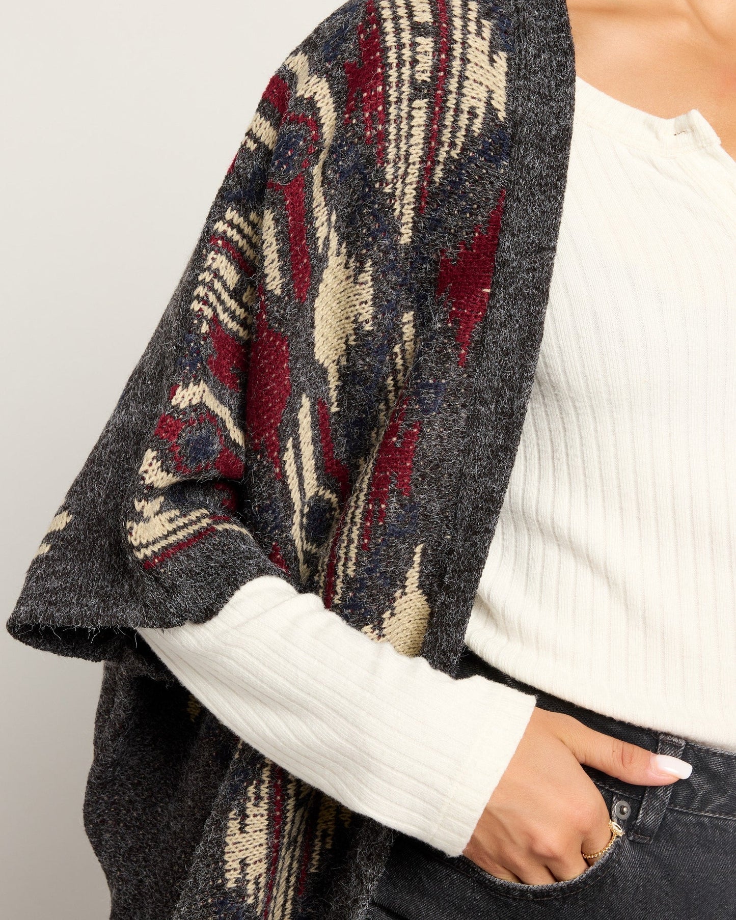 Cozy Knit Patterned Ruana