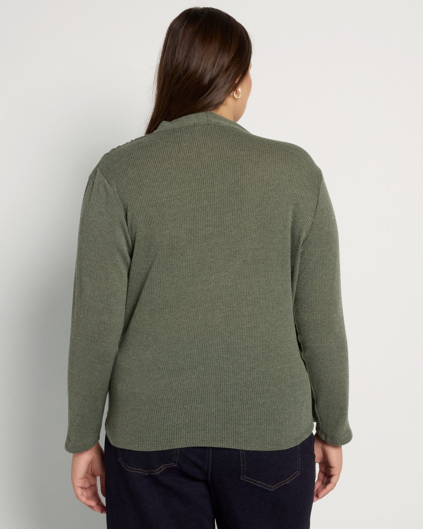 Plus Size Sweater Ribbed Knit Cowl Neck