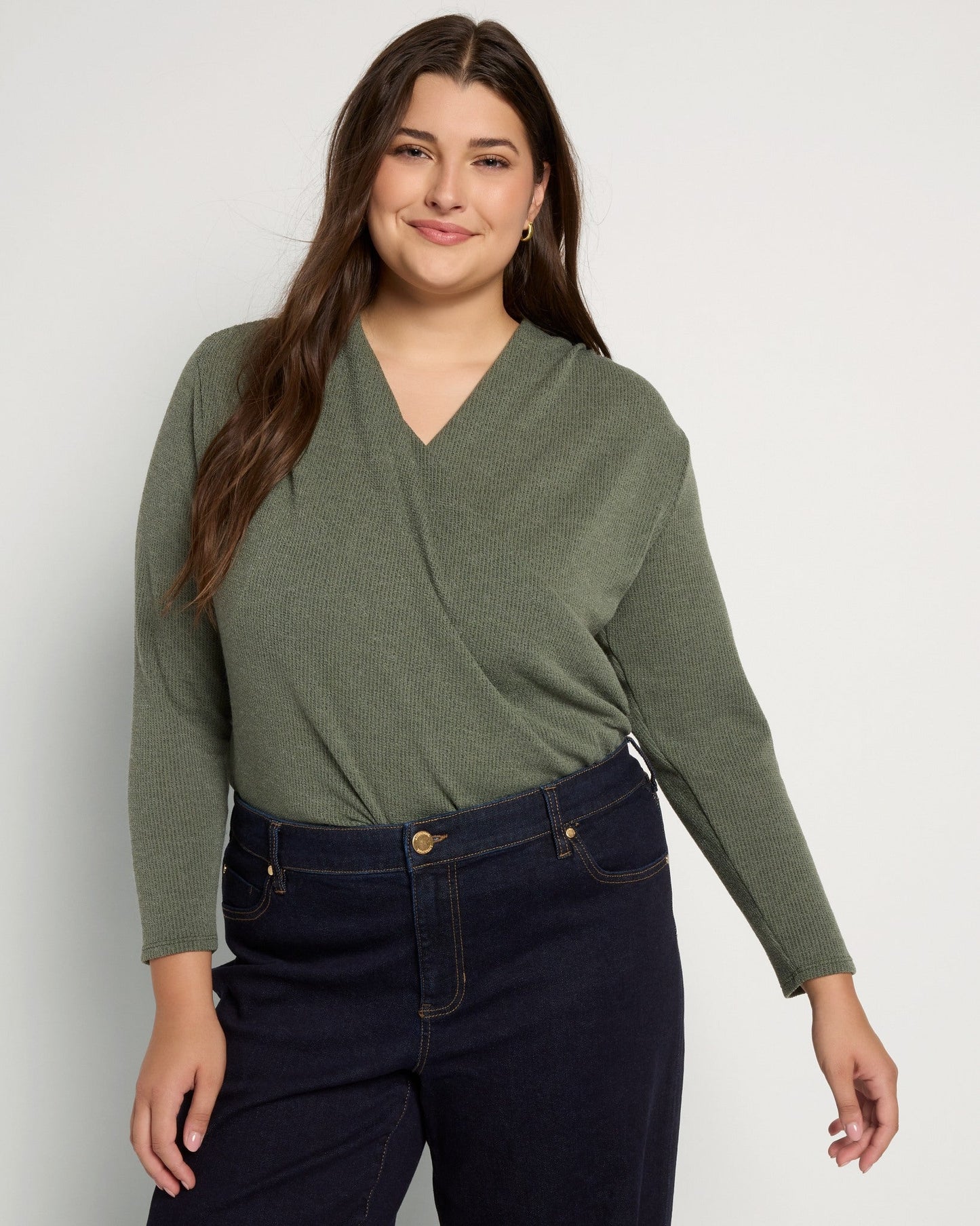 Plus Size Sweater Ribbed Knit Cowl Neck