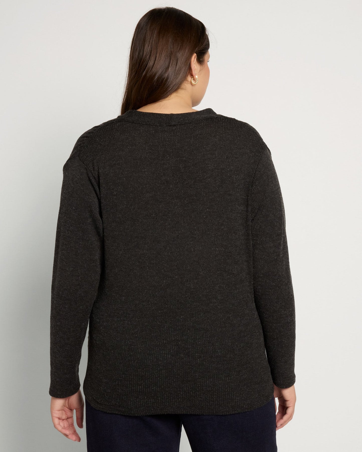 Plus Size Sweater Ribbed Knit Cowl Neck