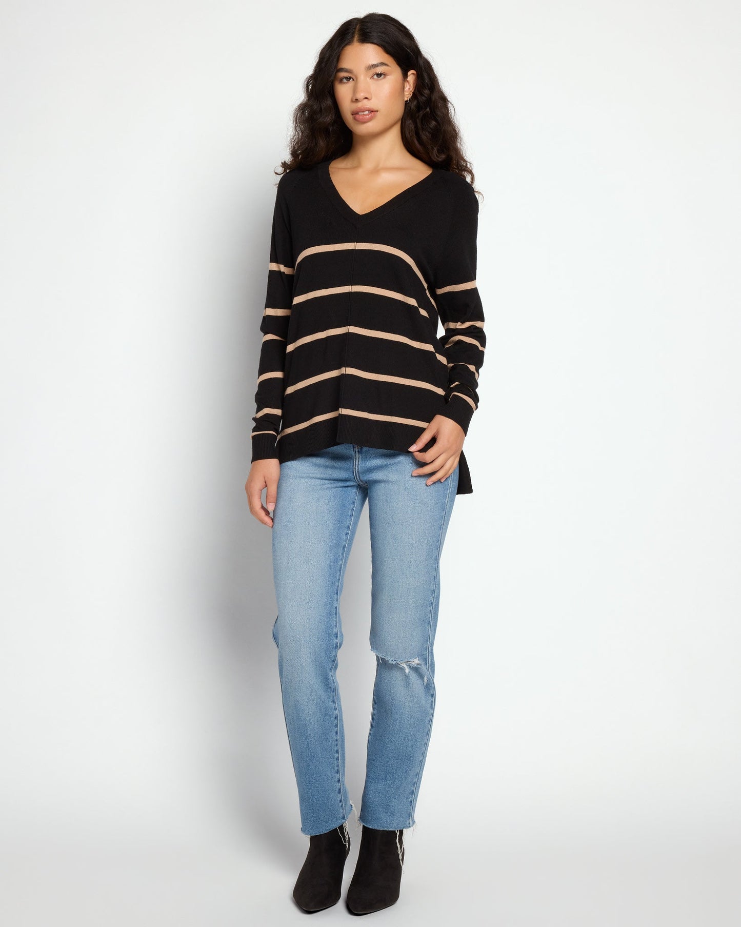 V-Neck Exposed Seam Sweater