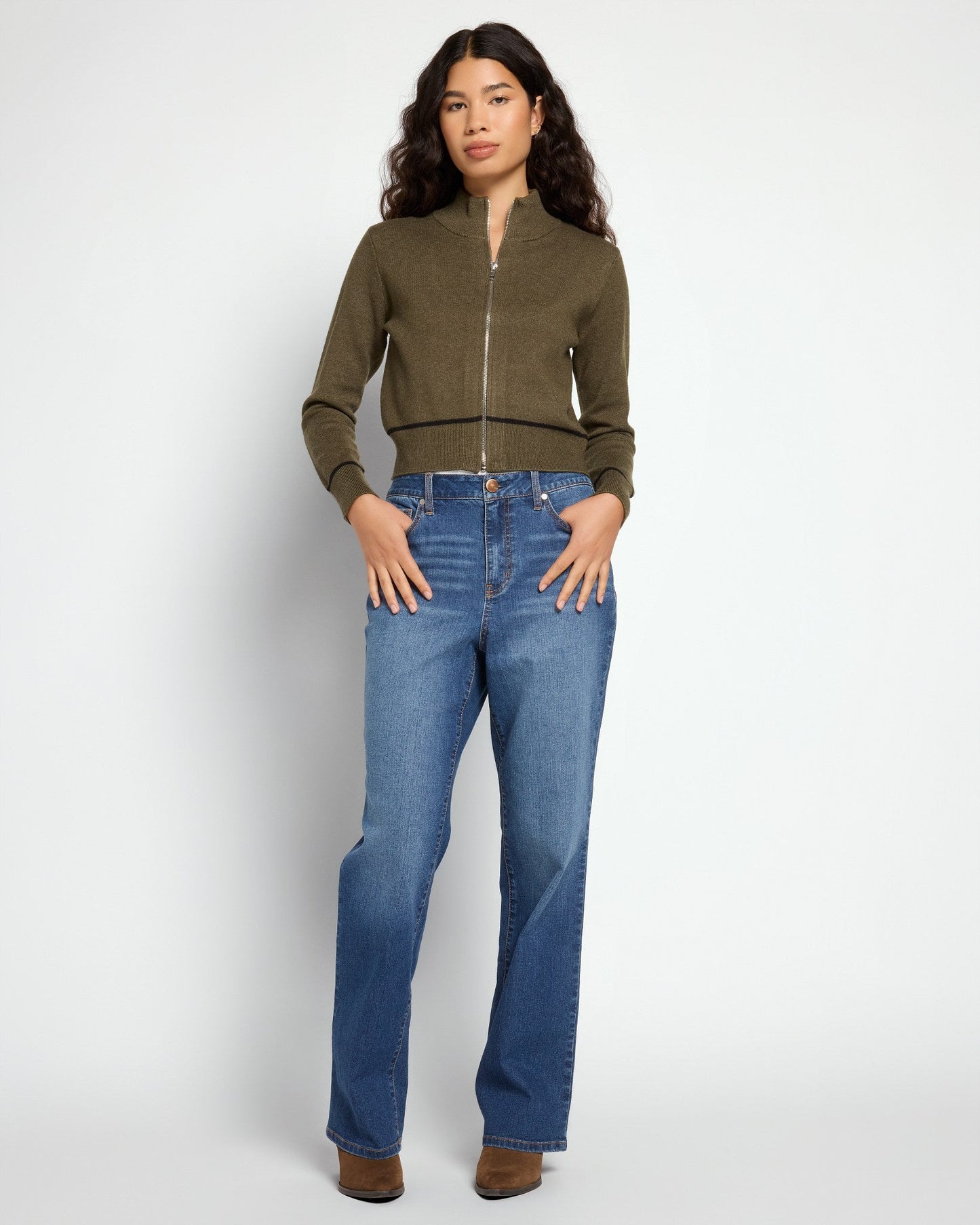 Mock Neck Full Zip Pullover