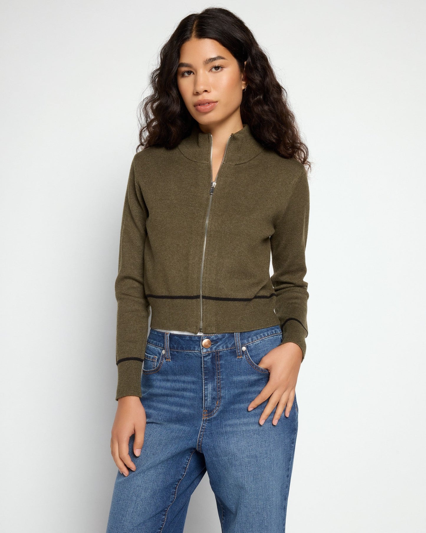 Mock Neck Full Zip Pullover