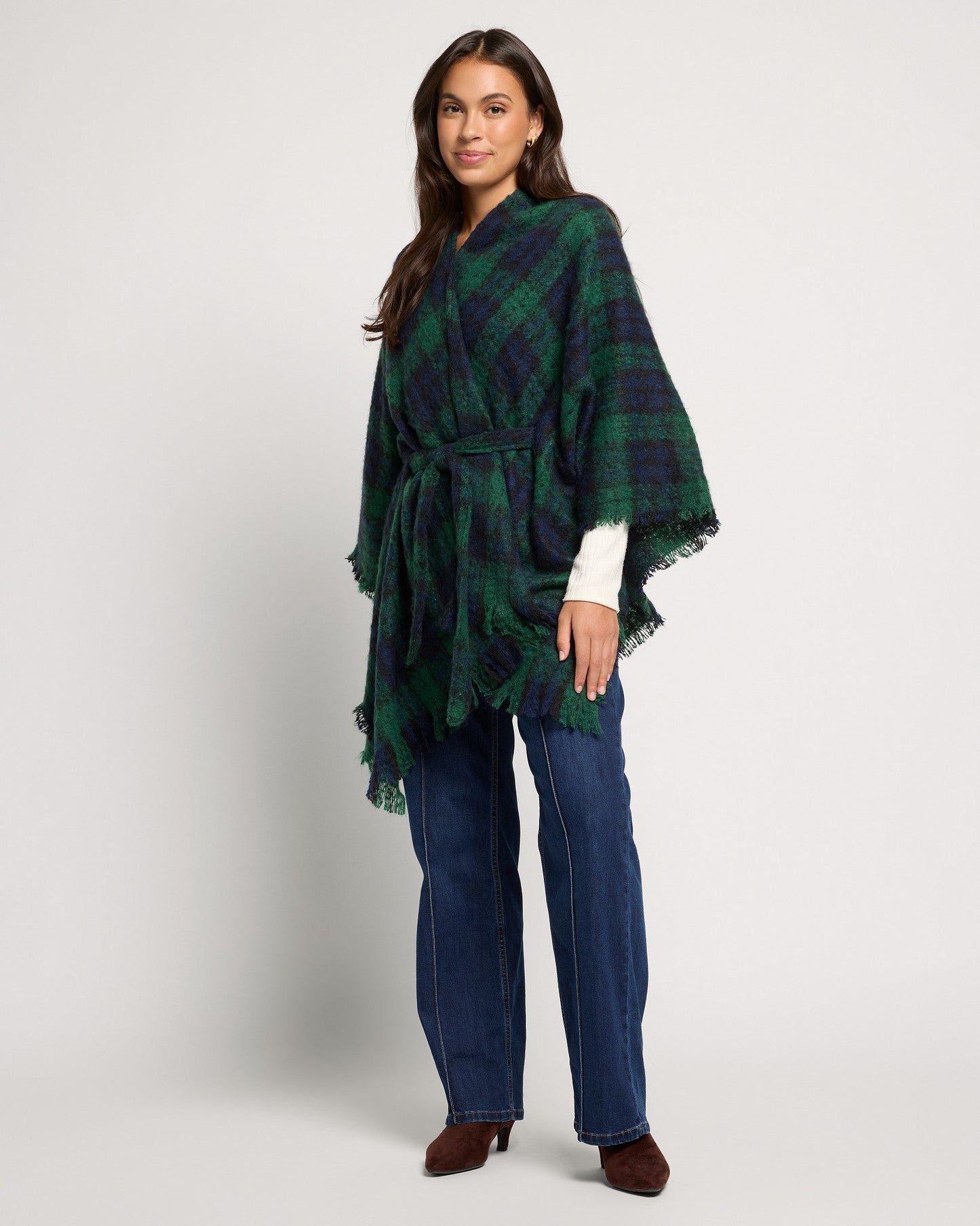 Plaid Belted Wrap